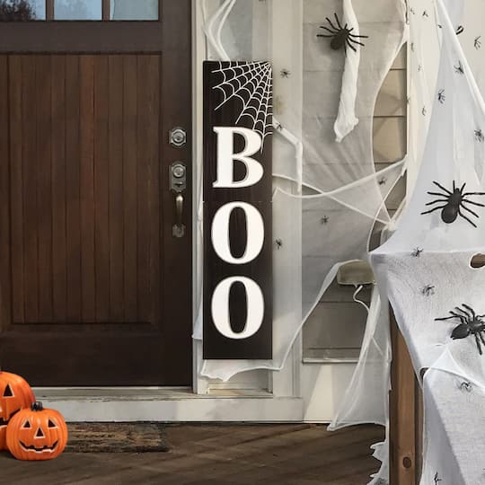Glitzhome® Black & White Wooden BOO Porch Sign